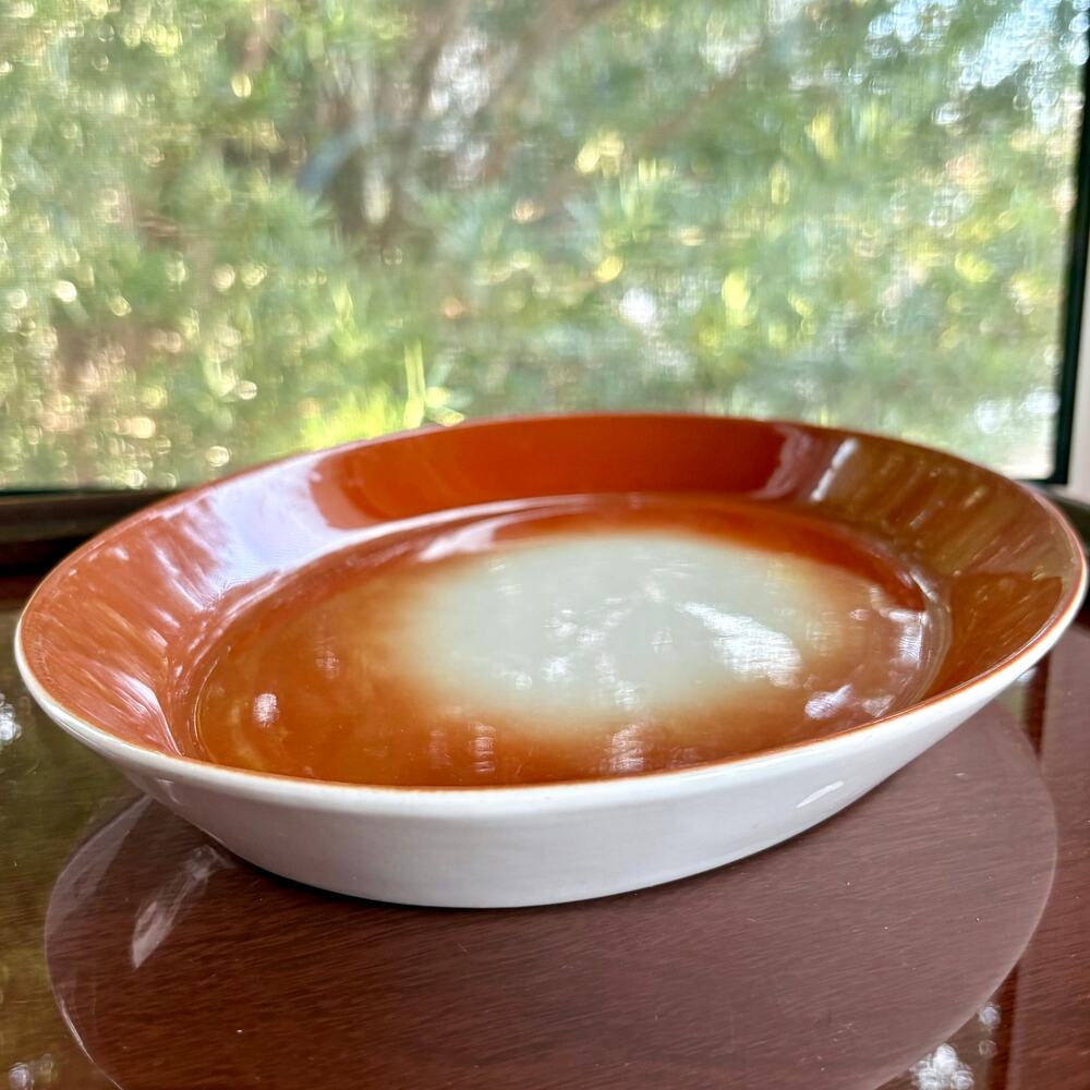 Vintage Coral Orange Ombre Syracuse China Oval Platter 12.5”